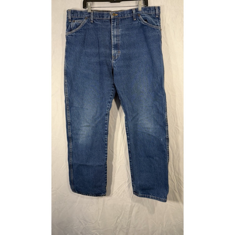 dickies Medium Wash Blue Jeans 100% Cotton Straight Works Jeans Casual Fit 40x32